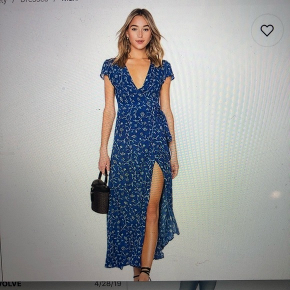 Amuse society long blue maxi dress wrap - Picture 2 of 4